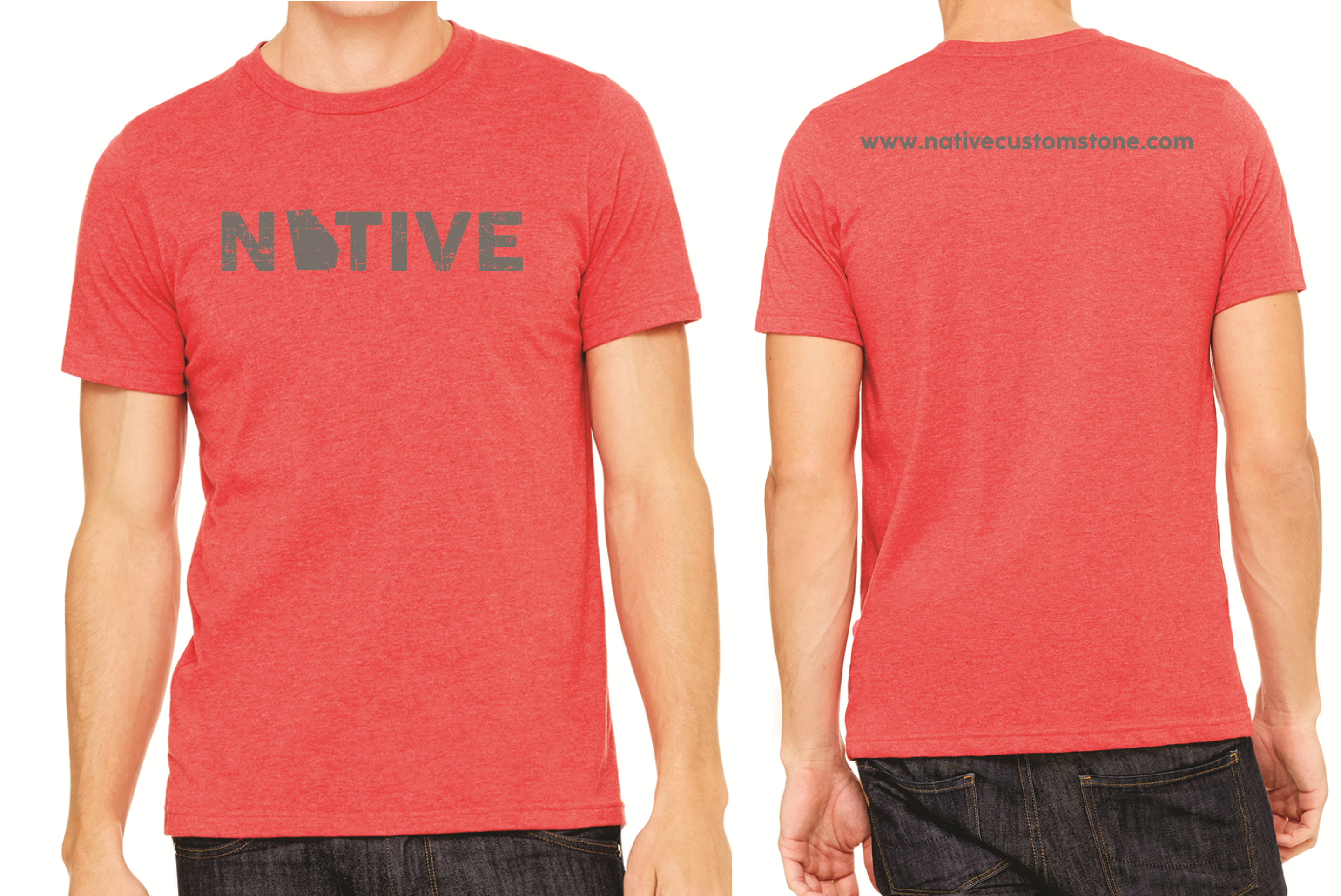 T-Shirt - Print w/ Native NCS Red Charcoal | Stone Grey Heather Custom